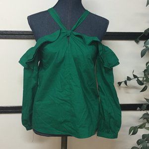 J. Crew Green Off Shoulder Top Shirt size 0